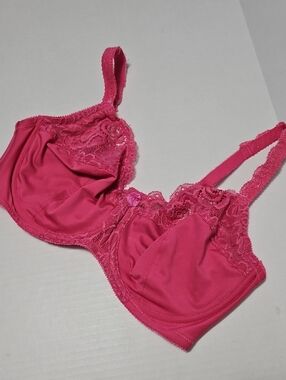 kathy ireland Hot Pink Lace Underwire Bra Half Lined Size 38D